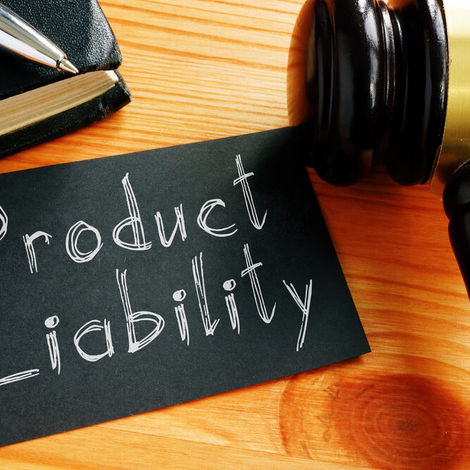 Product Liability is shown on a photo using the text